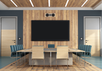 Diseño de sala de reuniones con TV
